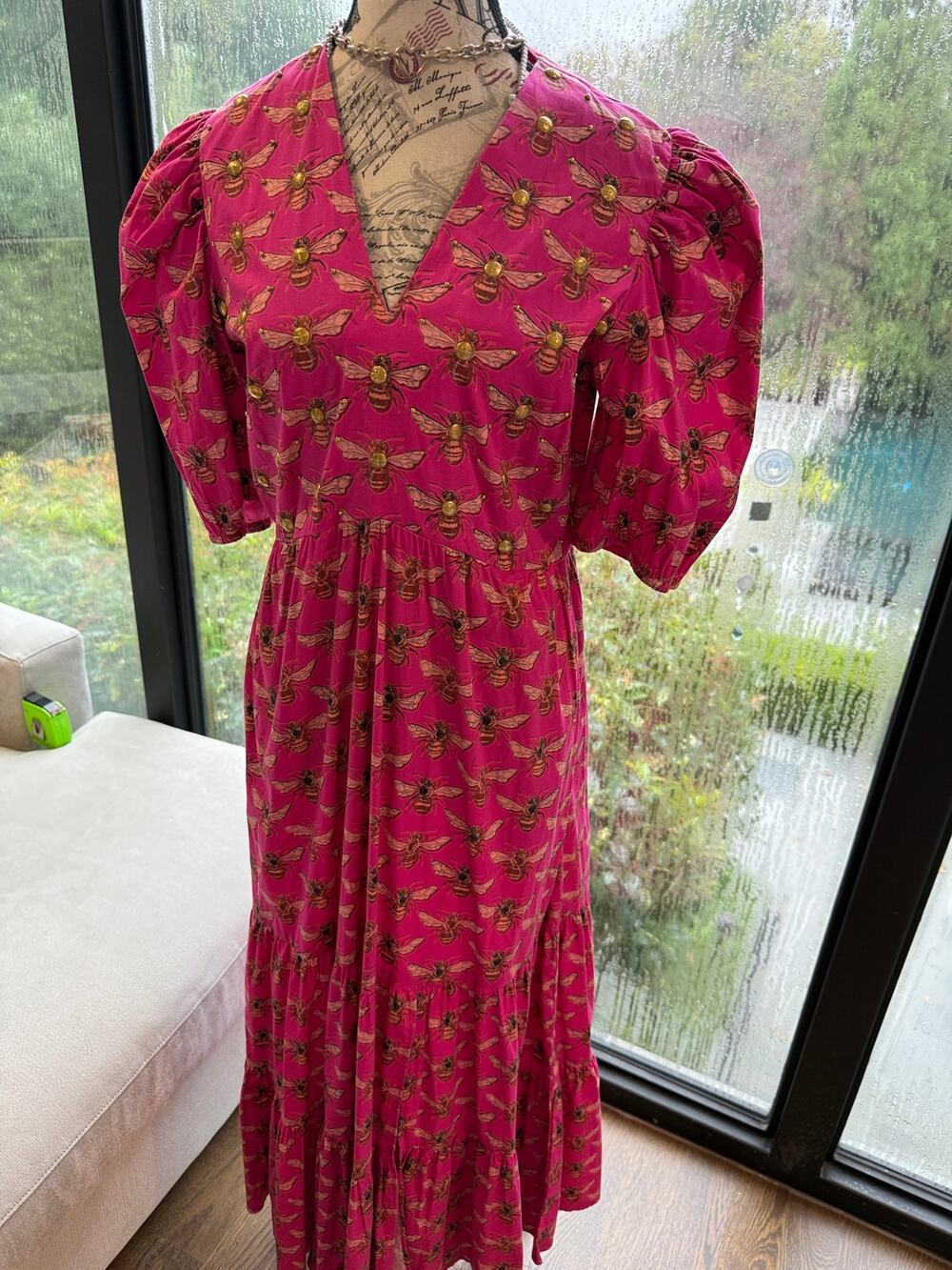 Sheridan French Margot Queen Bee Sundress Merlot w Gold Tone NWT $465